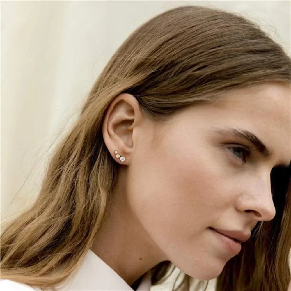 14K Women's Gold Plated Cubic Zirconia Ear Crawler Earrings